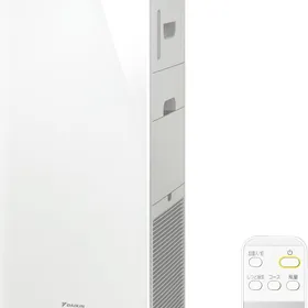 ダイキン MCK556A-W 本体とリモコン。ホワイトのスリムタワー型加湿空気清浄機